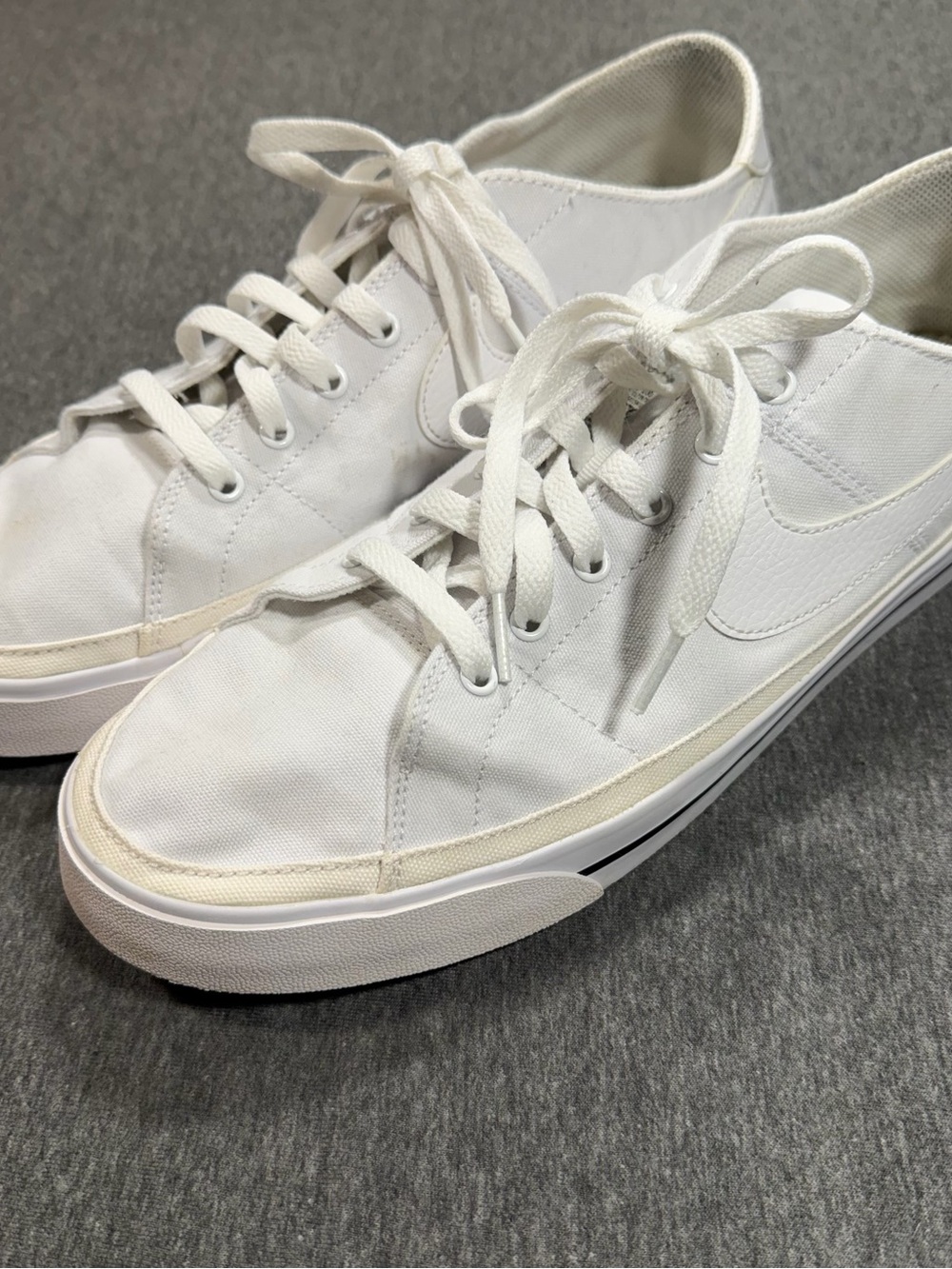 Nike Court Legacy Mens 11.5 Low Tape Lace Up Canvas Shoes Sneaker White CW6539